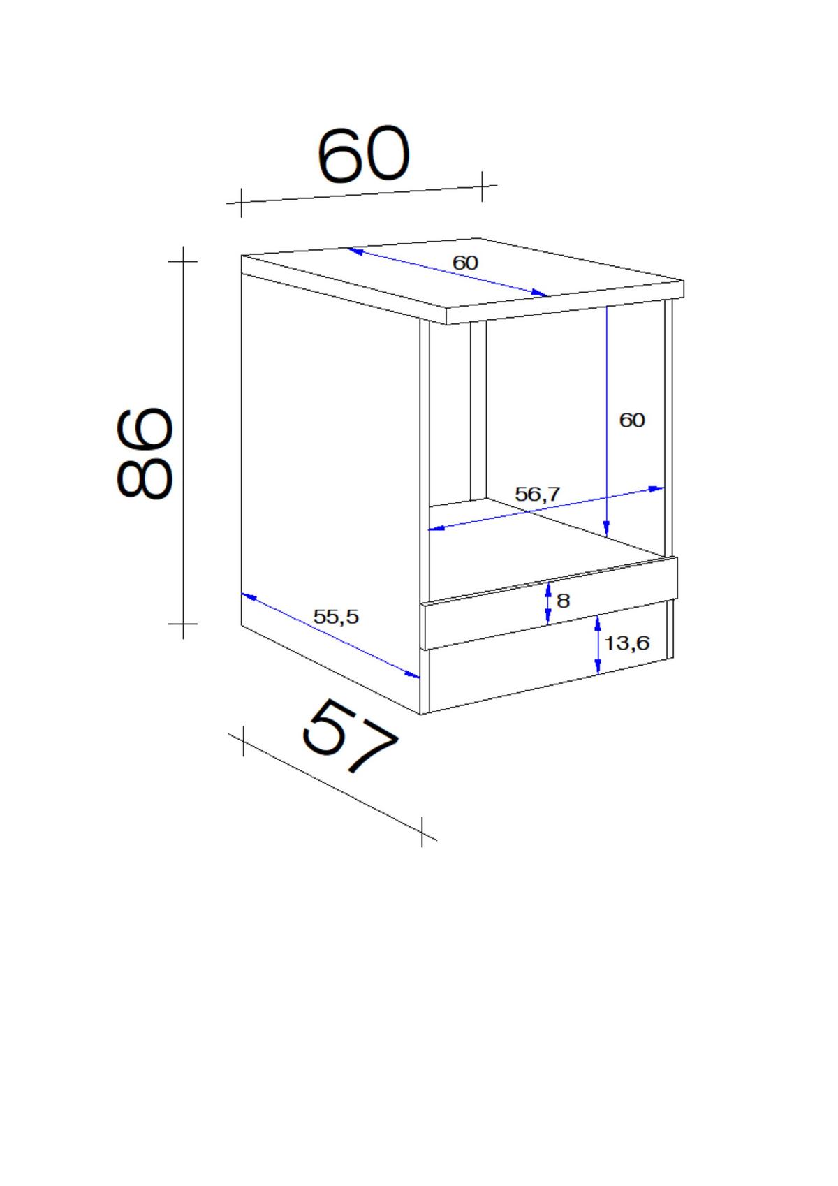 Herdumbauschrank Nepal B: 60cm Kaschmir Glanz + Arbeitsplatte - Kaschmir/Sonoma Eiche, MODERN, Holzwerkstoff (60/86/60cm) - FlexWell