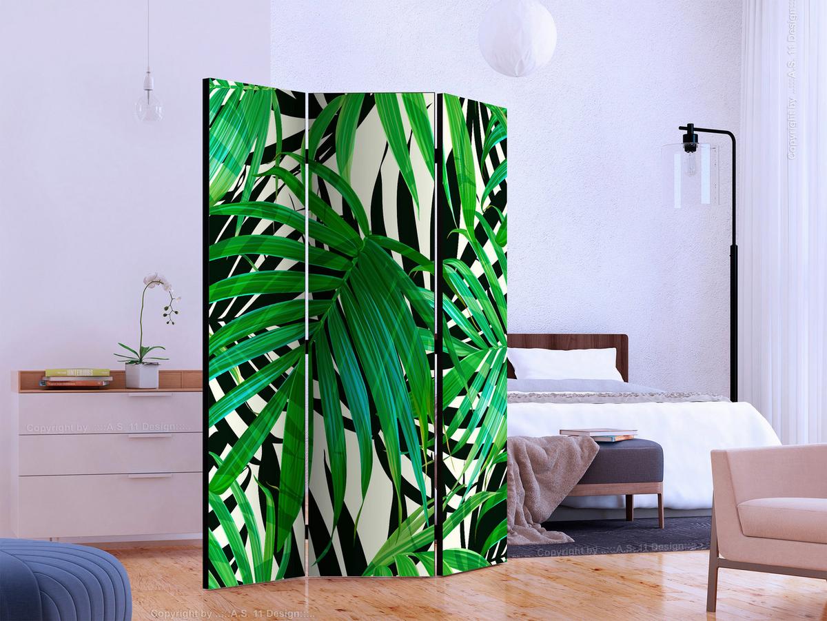 Paravent Grün Weiß B: 135 Cm - Weiß/Grün, Basics, Holz/Textil (135/172/3cm) - artgeist