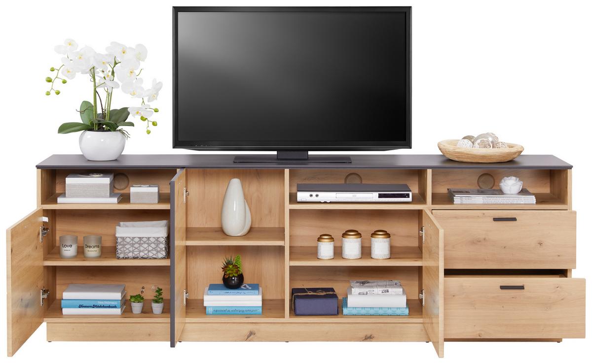 Wohnkombination Modern 4 -Teilig. Tonale 5, Eiche Dekor/Grau - MODERN (293,5/207,6/40cm)