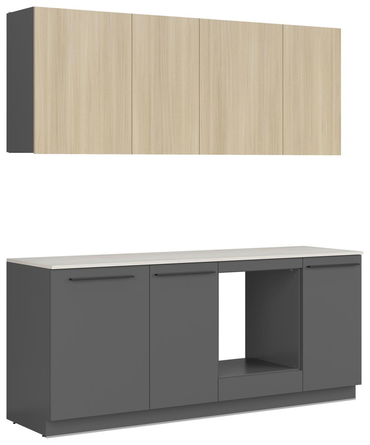 Küchenblock Milino Small-Grg/sbe - Eichefarben/Grau, Basics, Holzwerkstoff (210cm) - Visiona