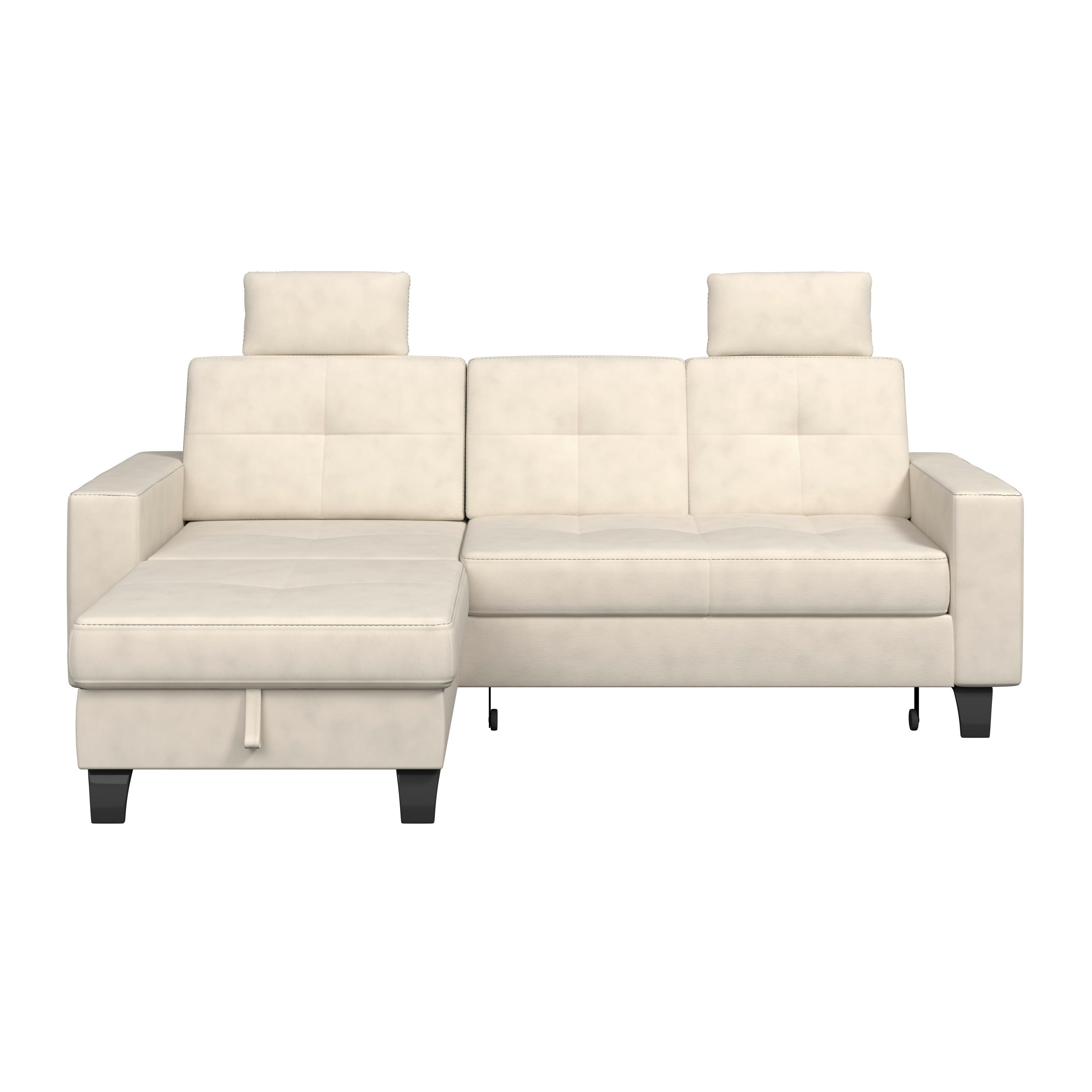 Ecksofa Varese mit Bettkasten Naturfarben 164x239 cm - Beige/Schwarz, KONVENTIONELL, Textil (164/239cm) - James Wood