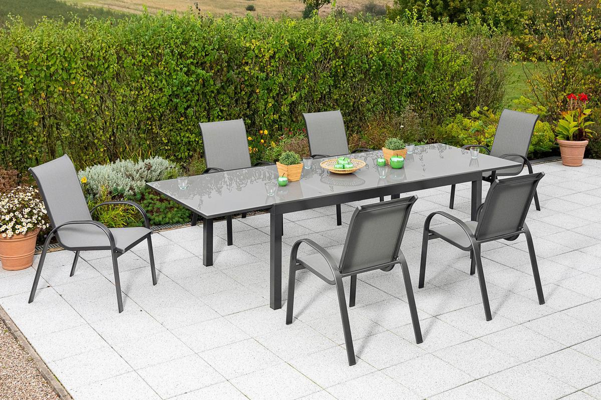 Gartenset Amalfi - Graphitfarben/Grau, MODERN, Textil/Metall - Gardenson