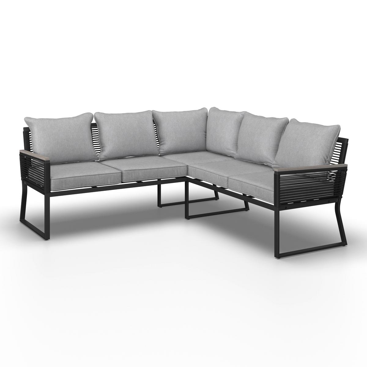 JEDÁLENSKÁ TERASOVÁ SÚPRAVA PAULINA - čierna/svetlosivá, Modern, kov/textil (181/73/65cm) - Bessagi Garden