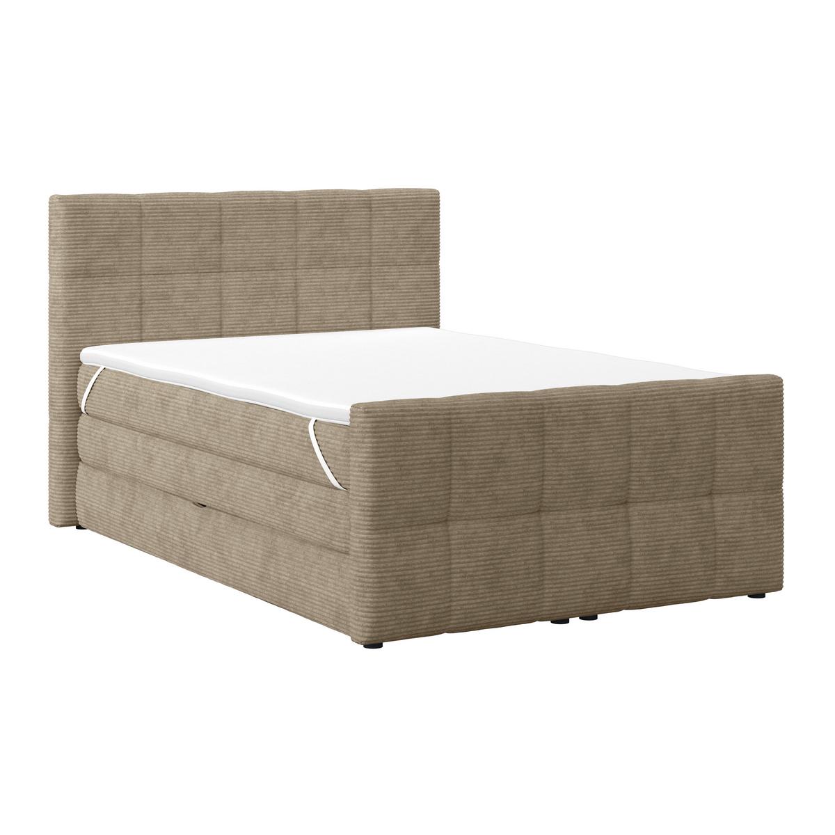 Boxspringbett mit Topper und Bettkasten 140x200 Medino - Schlammfarben, KONVENTIONELL, Holz/Holzwerkstoff (140/200cm)