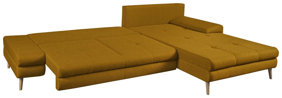 Ecksofa Mit Schlaffunktion Floby Stauraum Gelb - Gelb/Erlefarben, Trend, Textil (313/215cm) - MID.YOU