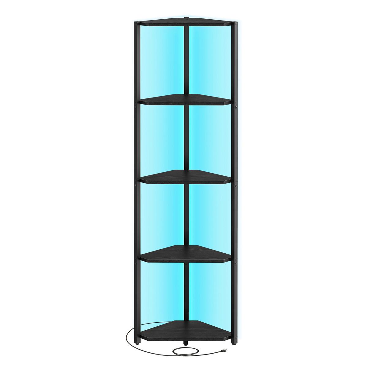 Eckregal Corner Shelf - Schwarz, MODERN, Holzwerkstoff/Metall (48/146,6/24,8cm) - MID.YOU