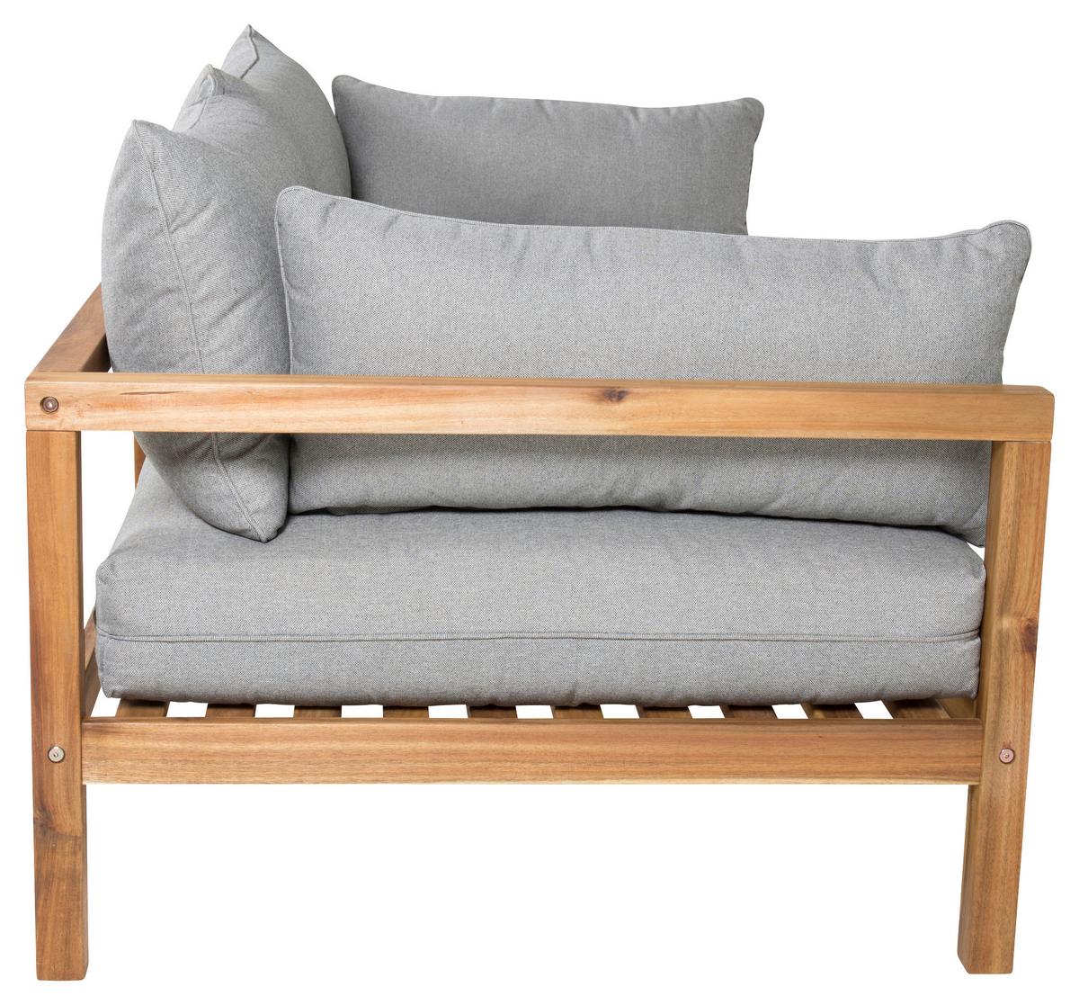 Loungesofa Marion - Grau/Akaziefarben, KONVENTIONELL, Holz/Textil (185/56/92cm) - Gardenson