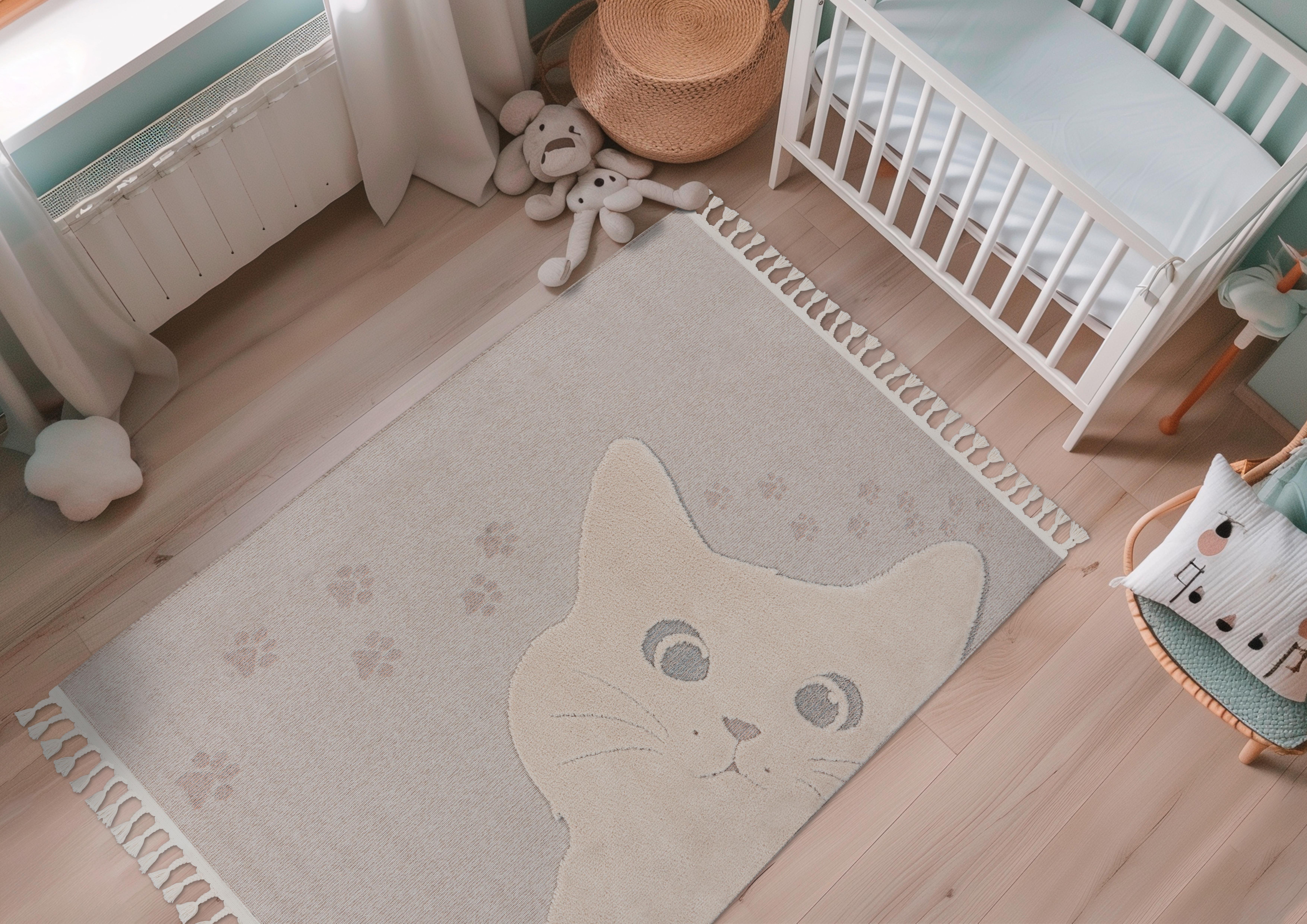 Flachwebteppich My Fano 396 Cats 120x170 - Multicolor/Grau, Basics, Textil (120/170cm) - Obsession