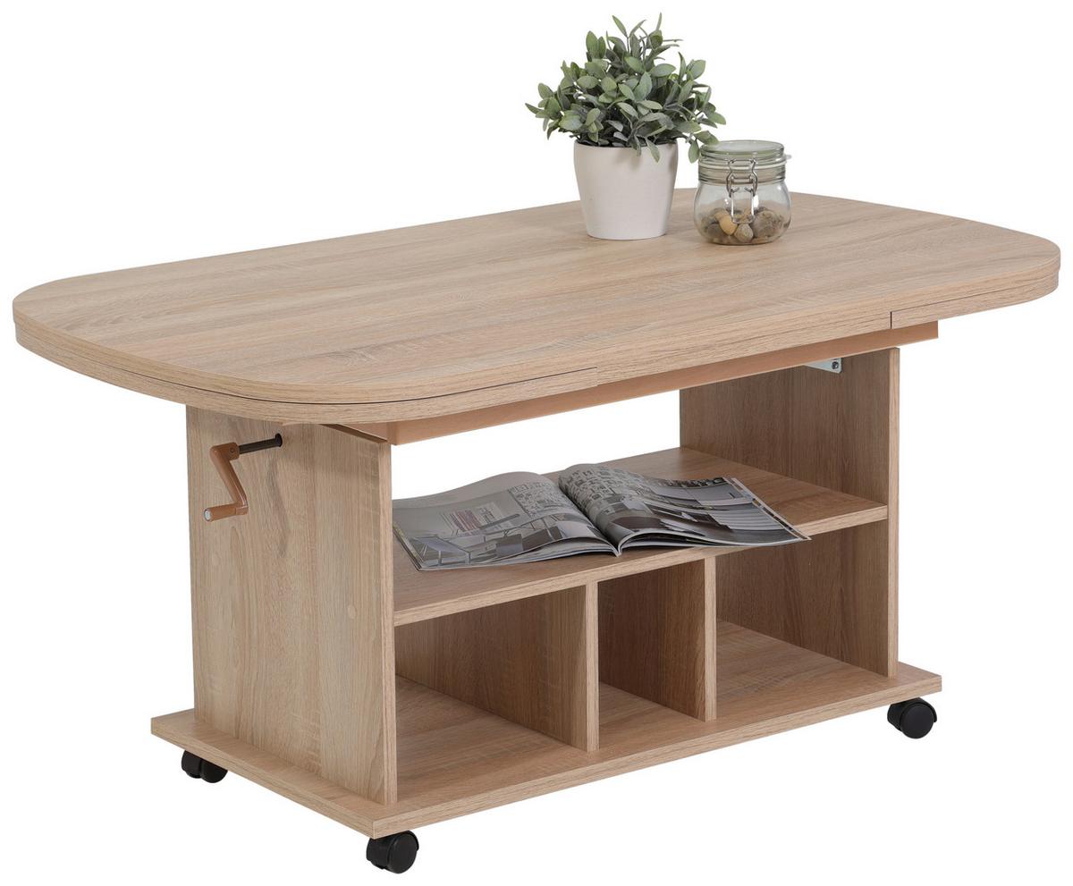 Couchtisch Höhenverstellbar + Ausziehbar Babsi Eiche Dekor - Sonoma Eiche, MODERN, Holzwerkstoff/Kunststoff (107-157/67/53-63cm) - MID.YOU