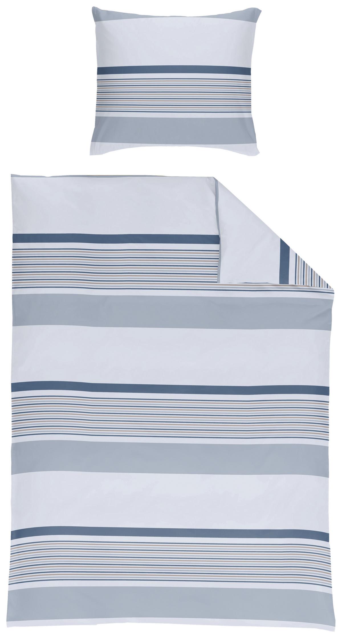 Bettwäsche 140x200 cm Lissy Mikrofaser - Blau/Anthrazit, KONVENTIONELL, Textil - Ondega