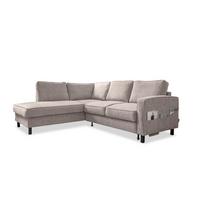 Ecksofa Molly Salz und Pfeffer S: 198x233 cm - Grauweiß/Schwarz, Textil (198/233cm) - MID.YOU