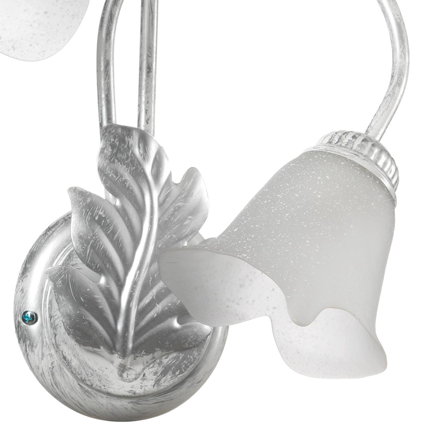 Wandleuchte 4836/Ap2 - Silberfarben/Weiß, KONVENTIONELL, Glas/Metall (40/48cm)