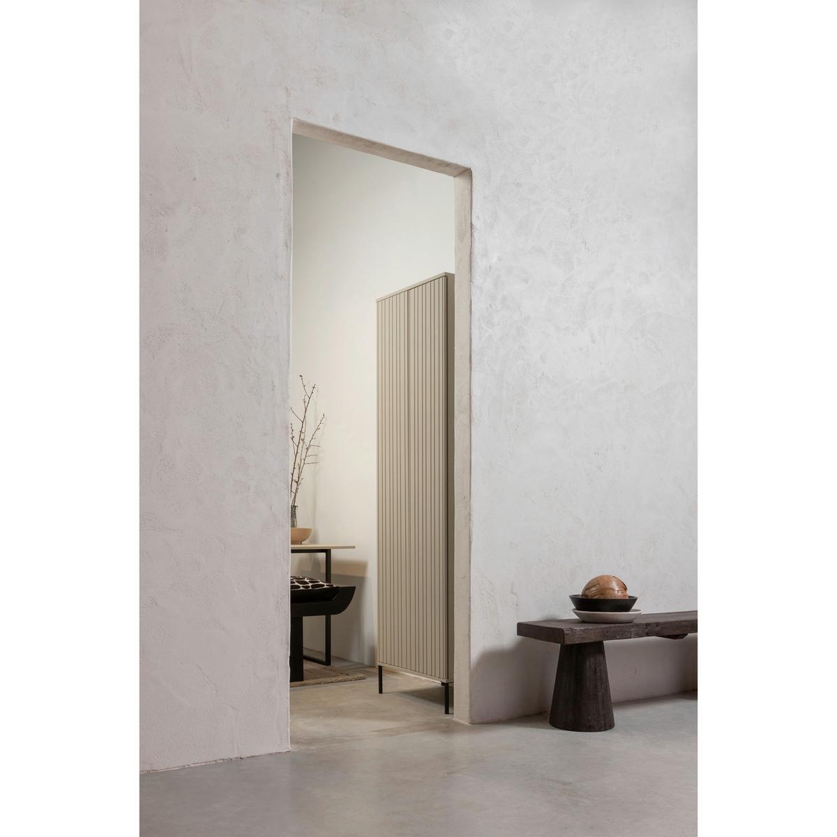 Garderobenschrank Gravure Grau B: 60 cm - Schwarz/Grau, Design, Holz (60/210/42cm) - Livetastic