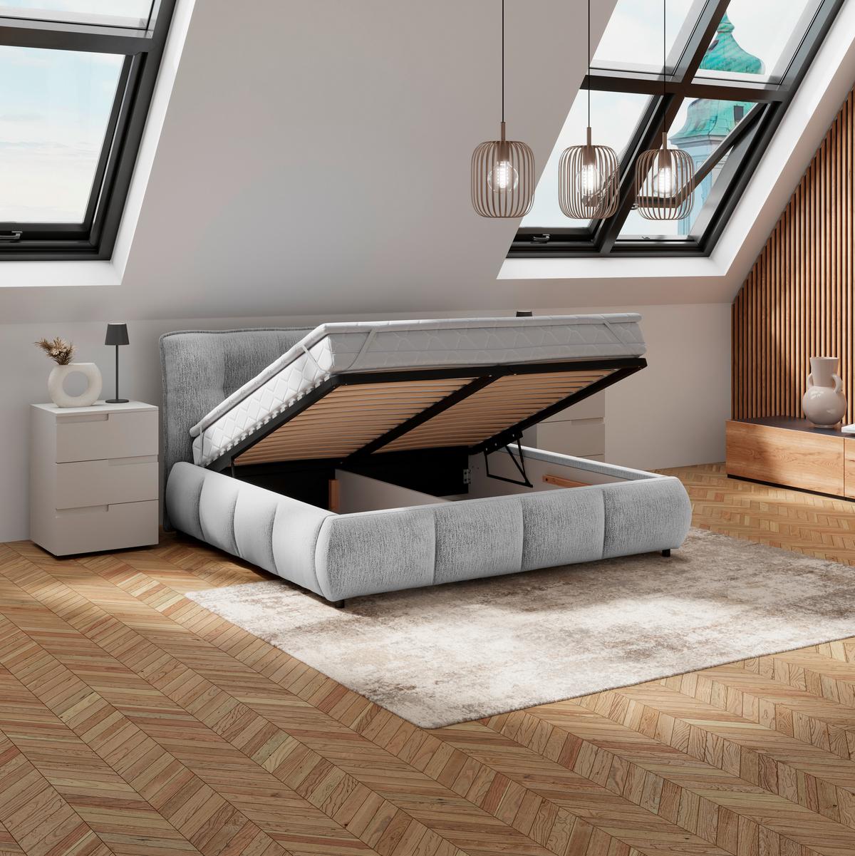 Polsterbett Limo Hellgrau 160x200 cm - Hellgrau/Schwarz, KONVENTIONELL, Holz/Holzwerkstoff (160/200cm) - James Wood