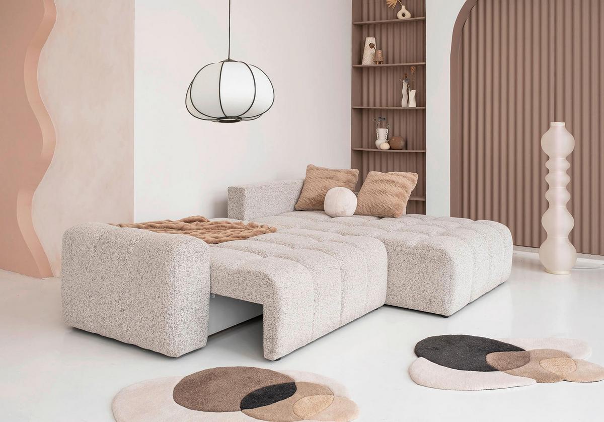 Ecksofa Lulu Taupe S: 268x184cm - Taupe/Schwarz, Design, Textil (268/184cm) - MID.YOU