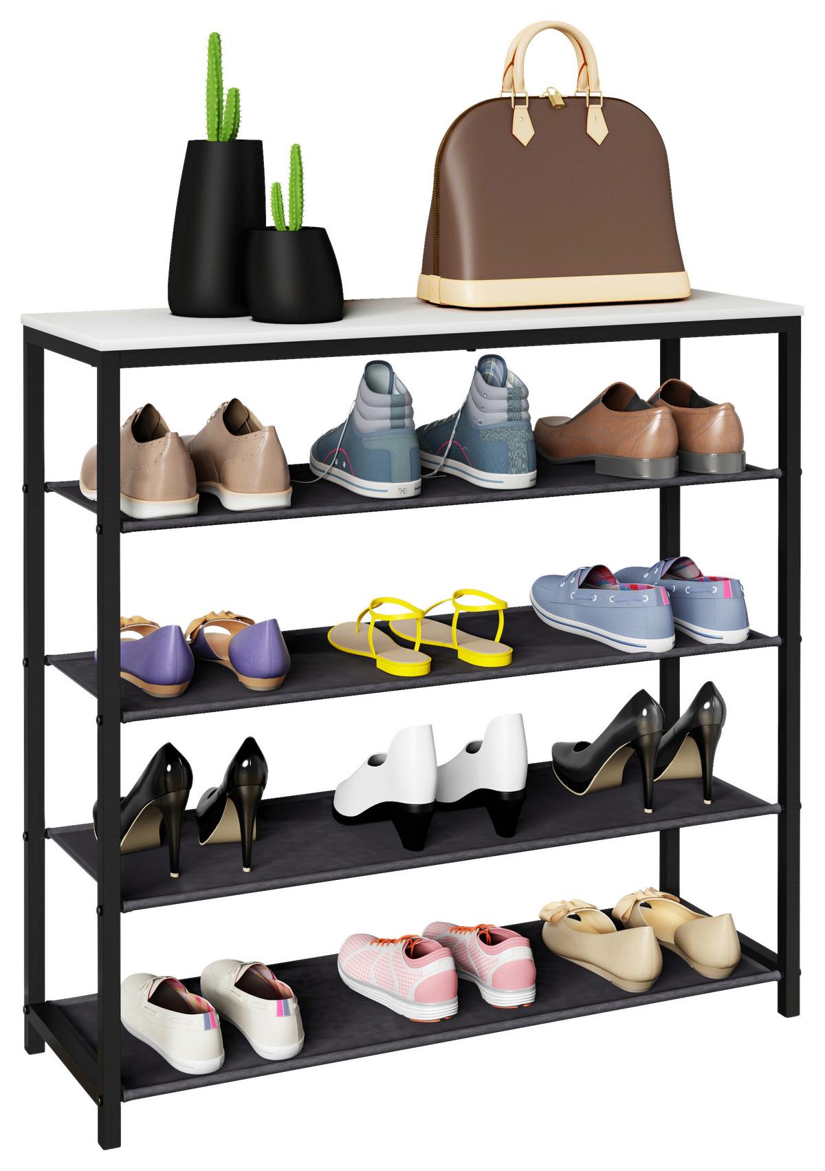 Schuhregal Taliro Schwarz Weiß B: 90 Cm - Schwarz/Weiß, Design, Holzwerkstoff/Metall (90/87/30cm) - MID.YOU