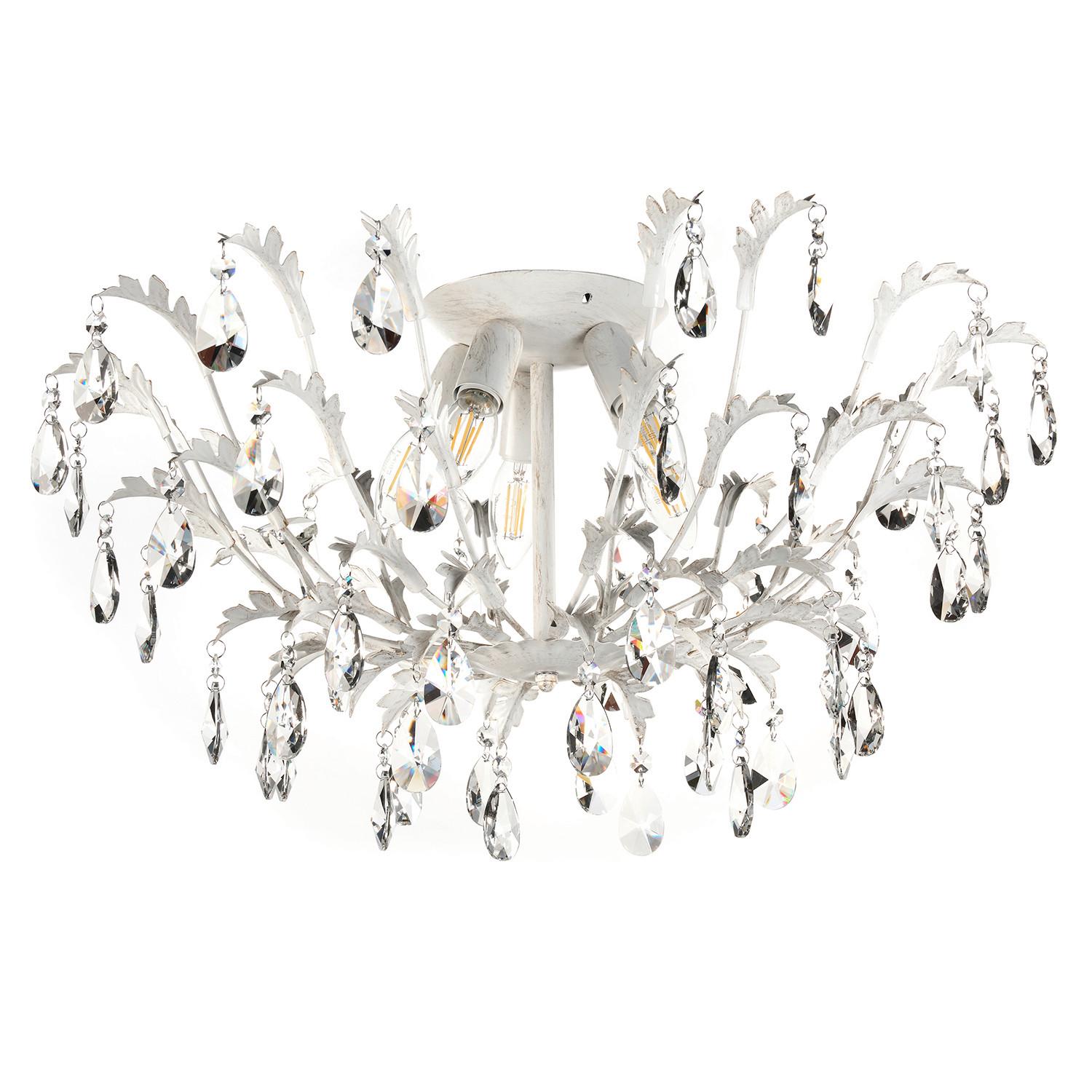 DECKENLEUCHTE 5-flamming - Weiß, KONVENTIONELL, Glas/Metall (60/34cm)