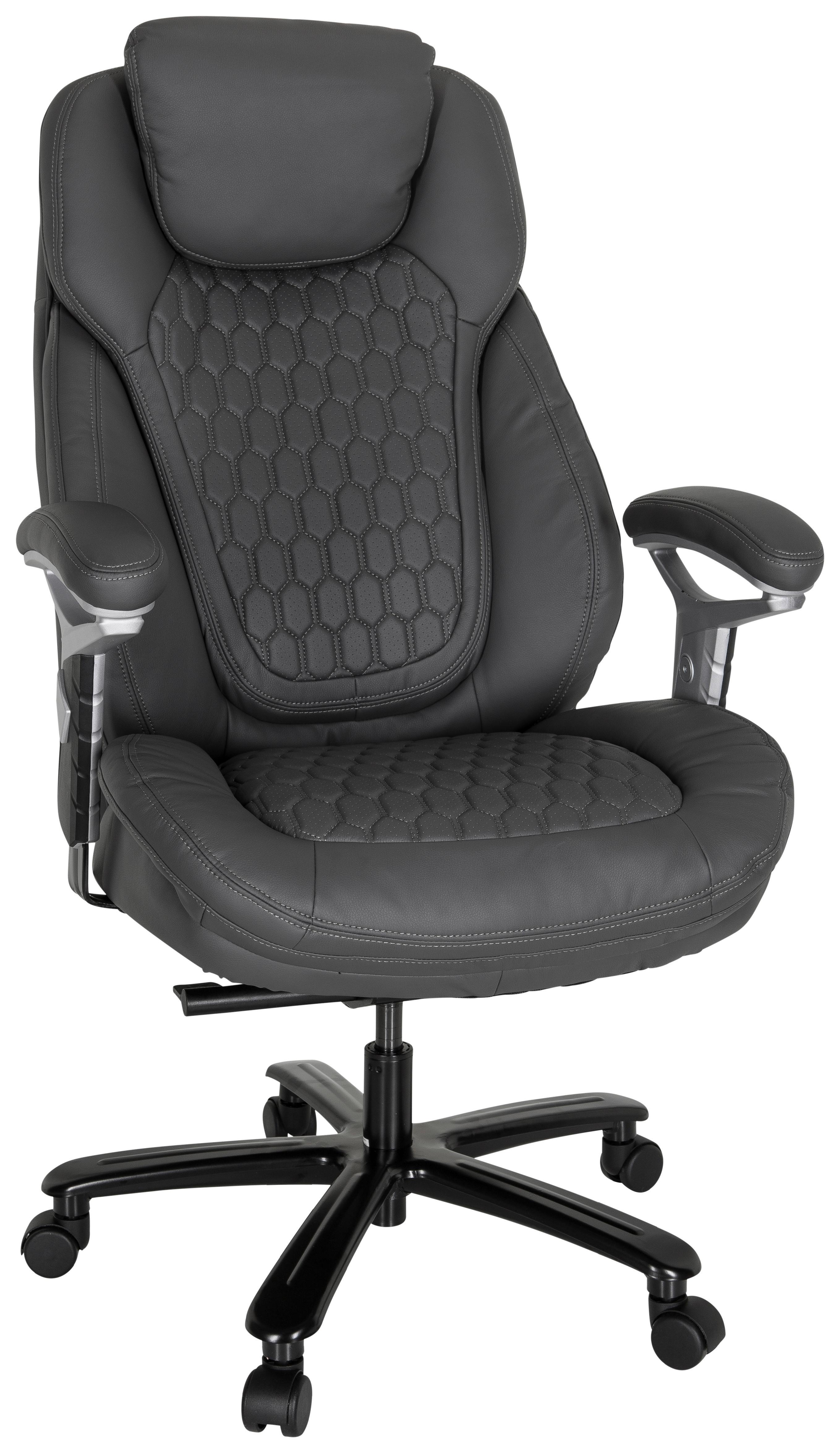 Chefsessel XXL Pullmann Grau - Silberfarben/Grau, MODERN, Kunststoff/Textil (73/138/85cm) - MID.YOU