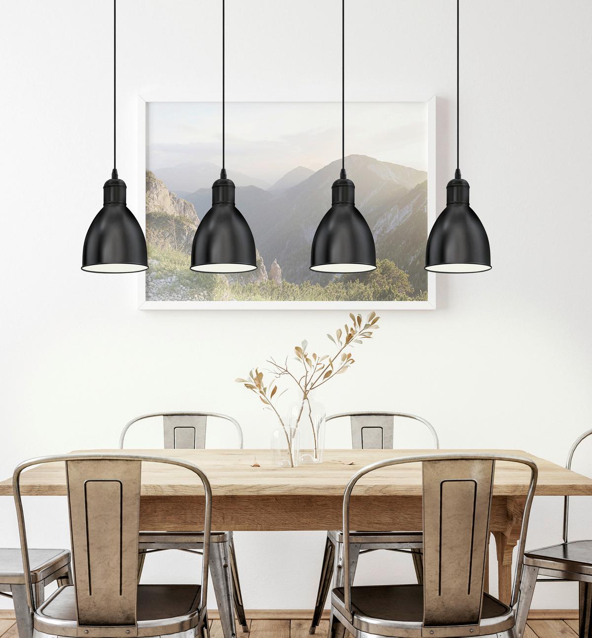 Hängeleuchten Priddy H: 110 cm 4-Flammig, Stahl Schwarz/Weiß - Schwarz/Weiß, Basics, Metall (97,5/15,5/110cm) - Eglo