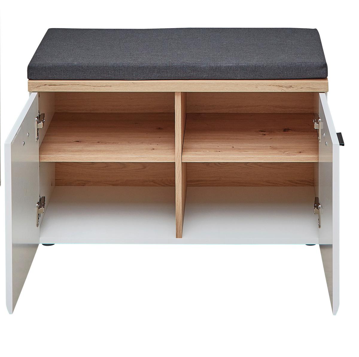 Garderobe Fresno Eiche Artisan/weiß B: 187 Cm - Schwarz/Weiß, Design, Glas/Holzwerkstoff (187/201/40cm) - Livetastic