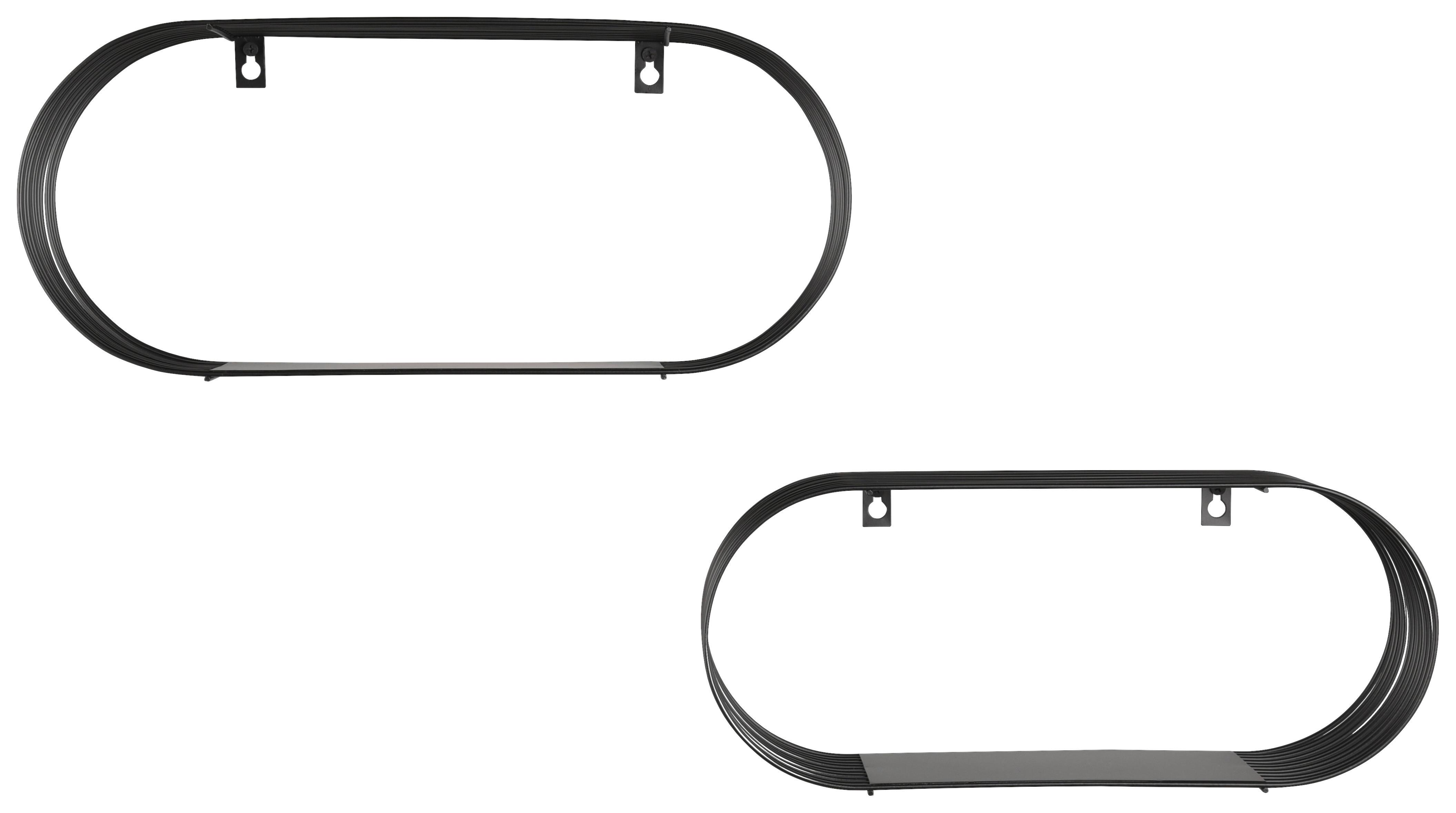 Sada nástenných regálov čierna - čierna, Modern, kov (43/18/10cm) - Mömax