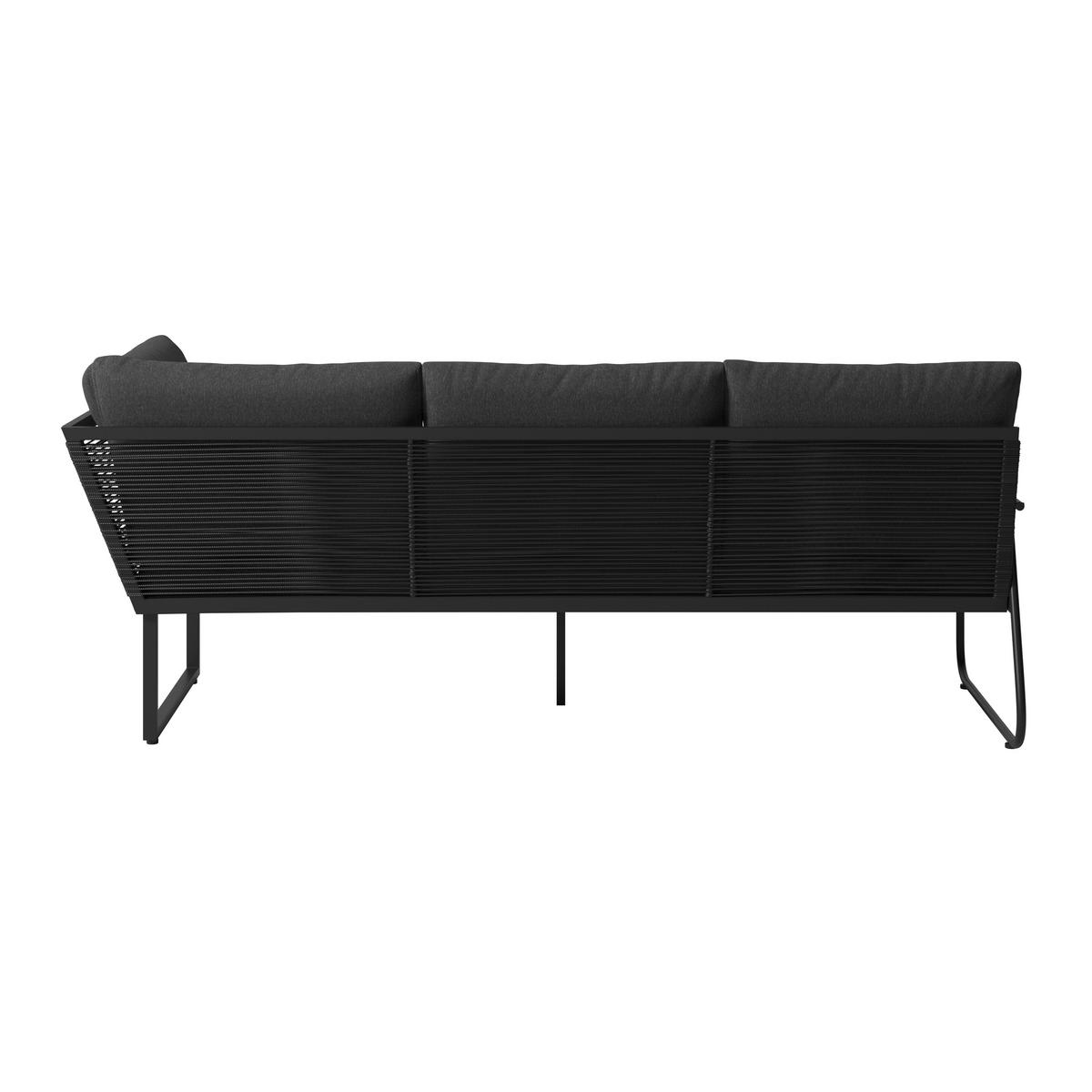 Loungegarnitur Granada - Dunkelgrau/Naturfarben, MODERN, Glas/Textil (194/192cm) - Beldano