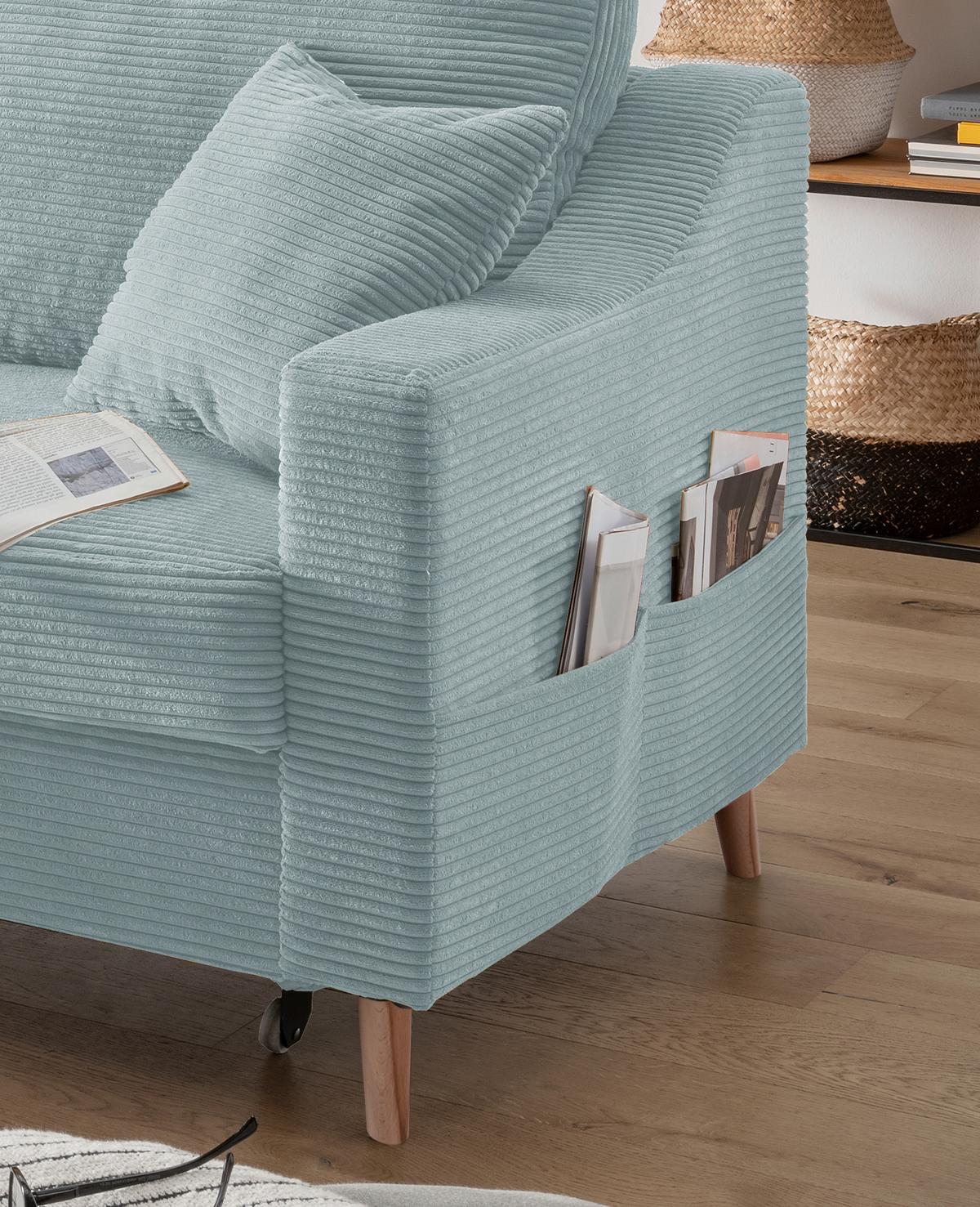 Ecksofa Valentina - Naturfarben/Hellblau, Design, Textil (150/228cm) - P & B