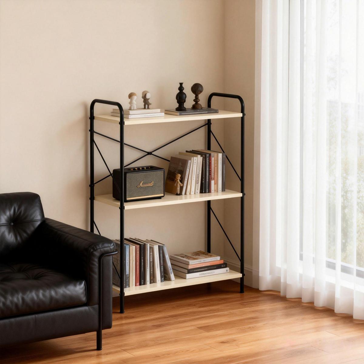 REGÁL TOM -EXKLUSIV- - čierna/kašmírová, Modern, kov/kompozitné drevo (63.2/89/30cm) - Mömax