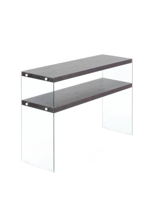 Beistelltisch mit Ablage Elementary Dunkelbraun - Klar/Dunkelbraun, Basics, Glas/Holzwerkstoff (32/110/75cm) - Kayoom
