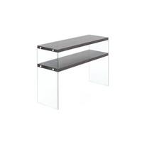 Beistelltisch mit Ablage Elementary Dunkelbraun - Klar/Dunkelbraun, Basics, Glas/Holzwerkstoff (32/110/75cm) - Kayoom