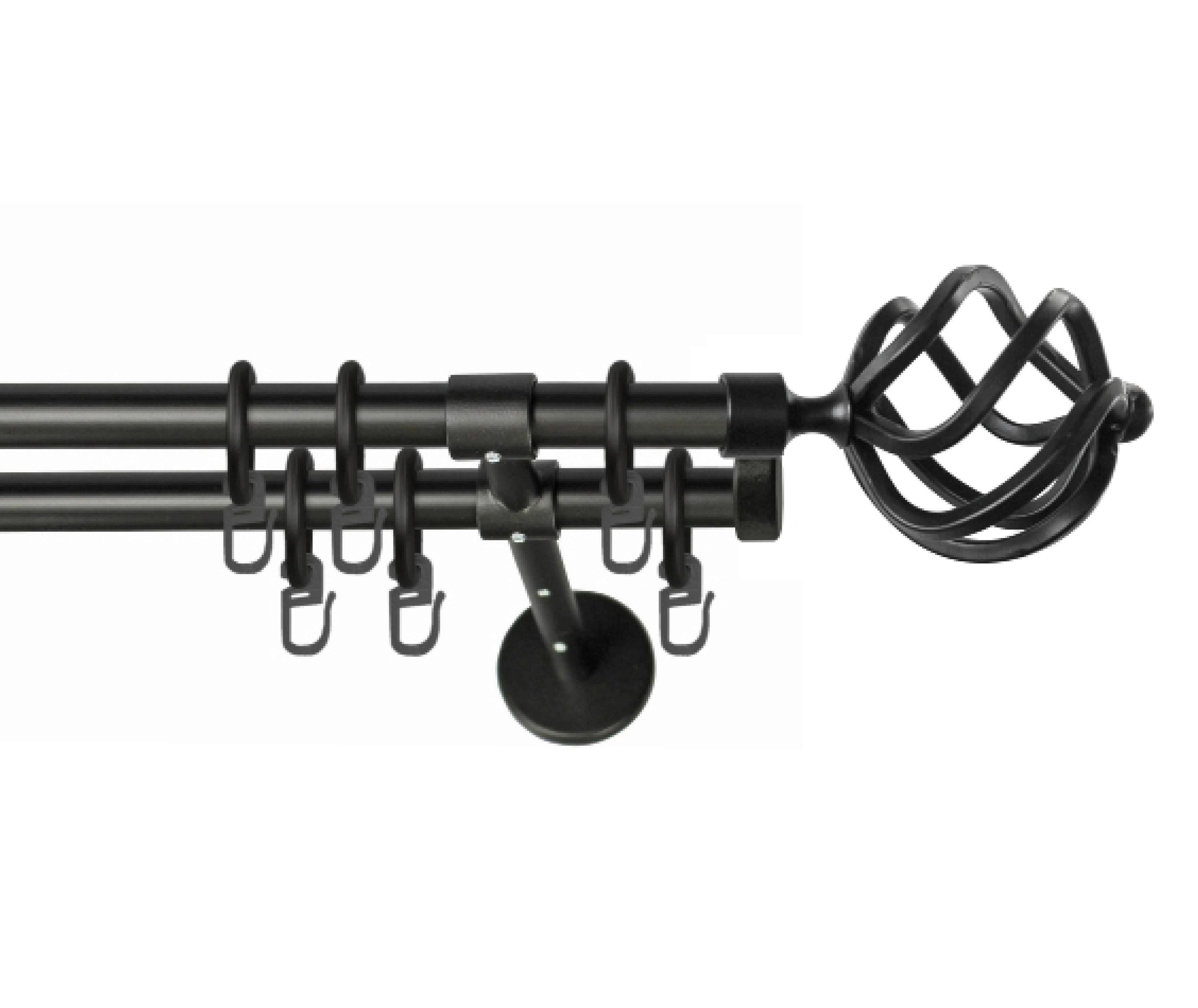 Vorhangstange Schwarz, 190 cm - Schwarz, KONVENTIONELL, Metall (190cm)