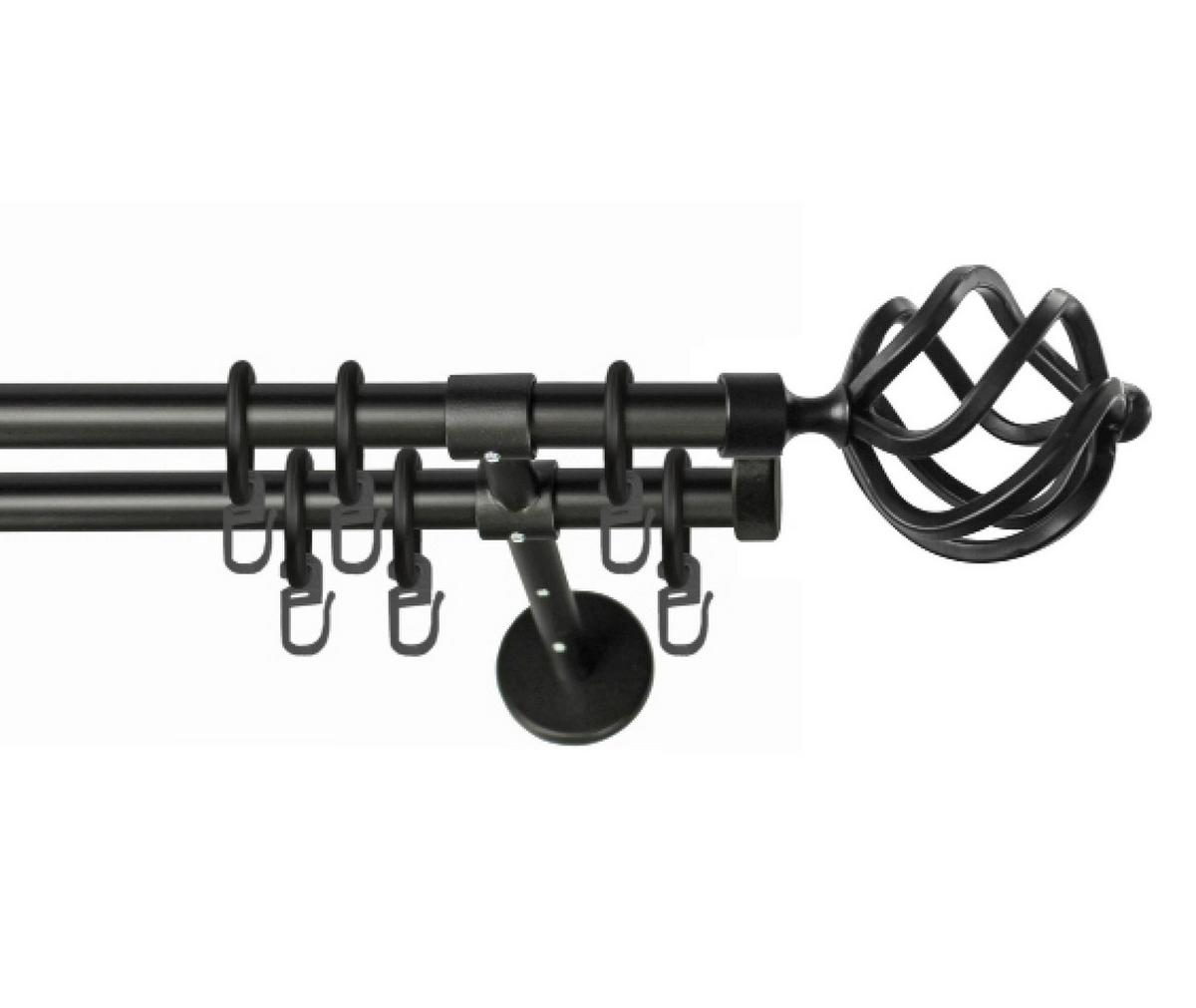 Vorhangstange Schwarz, 190 Cm - Schwarz, KONVENTIONELL, Metall (190cm)