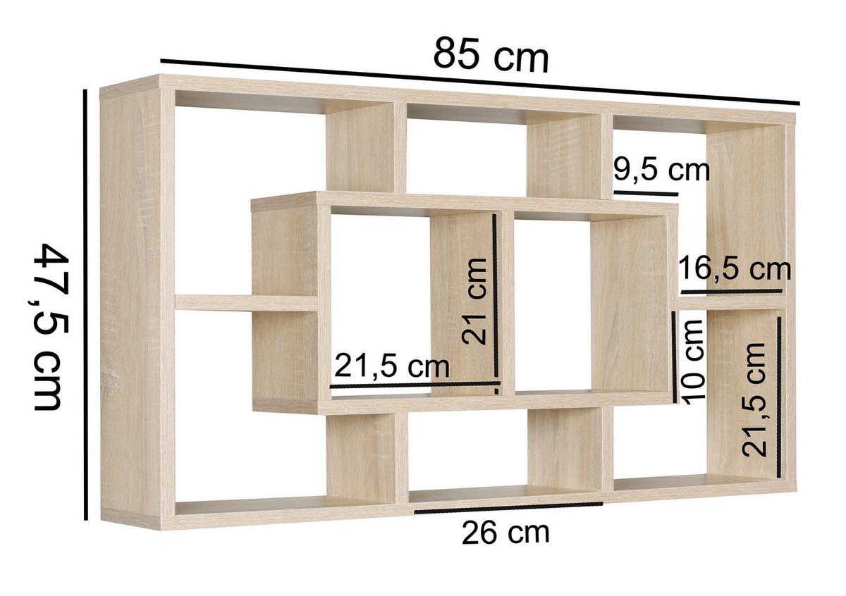 Falipolc Mid.you - tölgyfa színű, Konventionell, faalapú anyag (85/47,5/16cm) - MID.YOU
