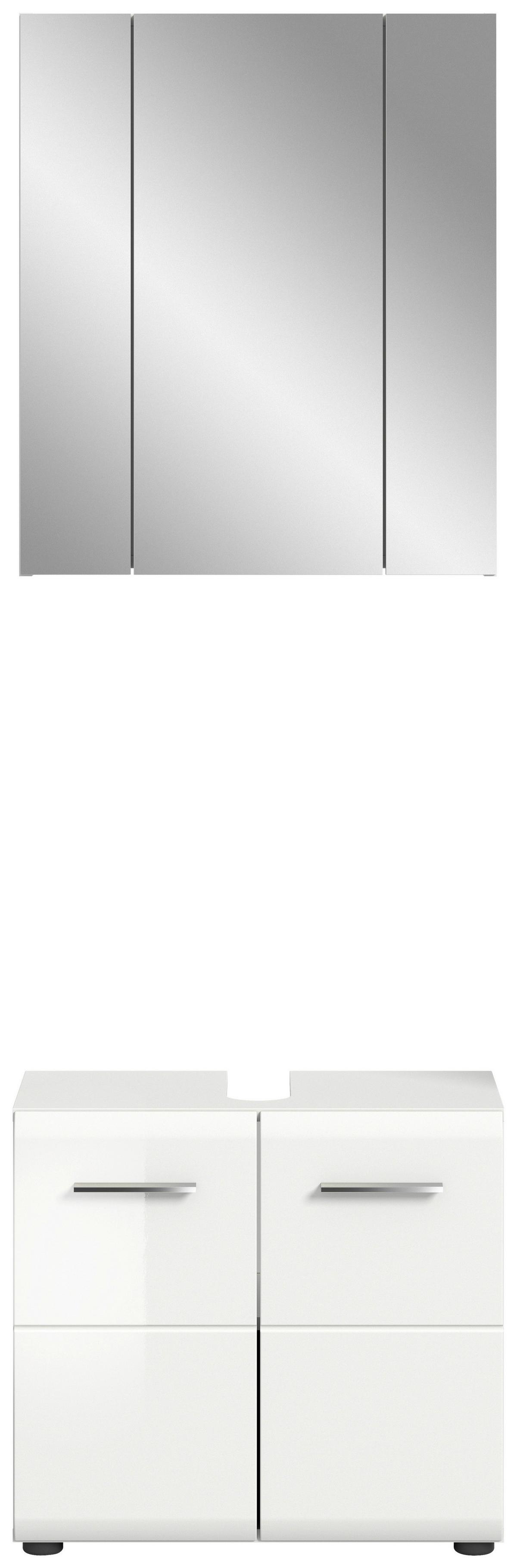 Badezimmer Ice Weiß Hg B: 60 Cm - Weiß Hochglanz/Schwarz, MODERN, Glas/Holzwerkstoff (60cm) - MID.YOU