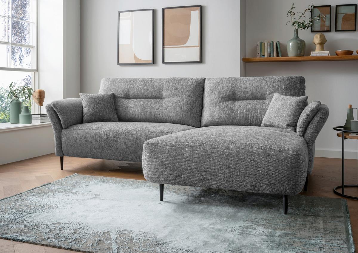 Ecksofa Piatelli Grau S: 269x172 Cm - Schwarz/Grau, MODERN, Textil (269/172cm) - MID.YOU