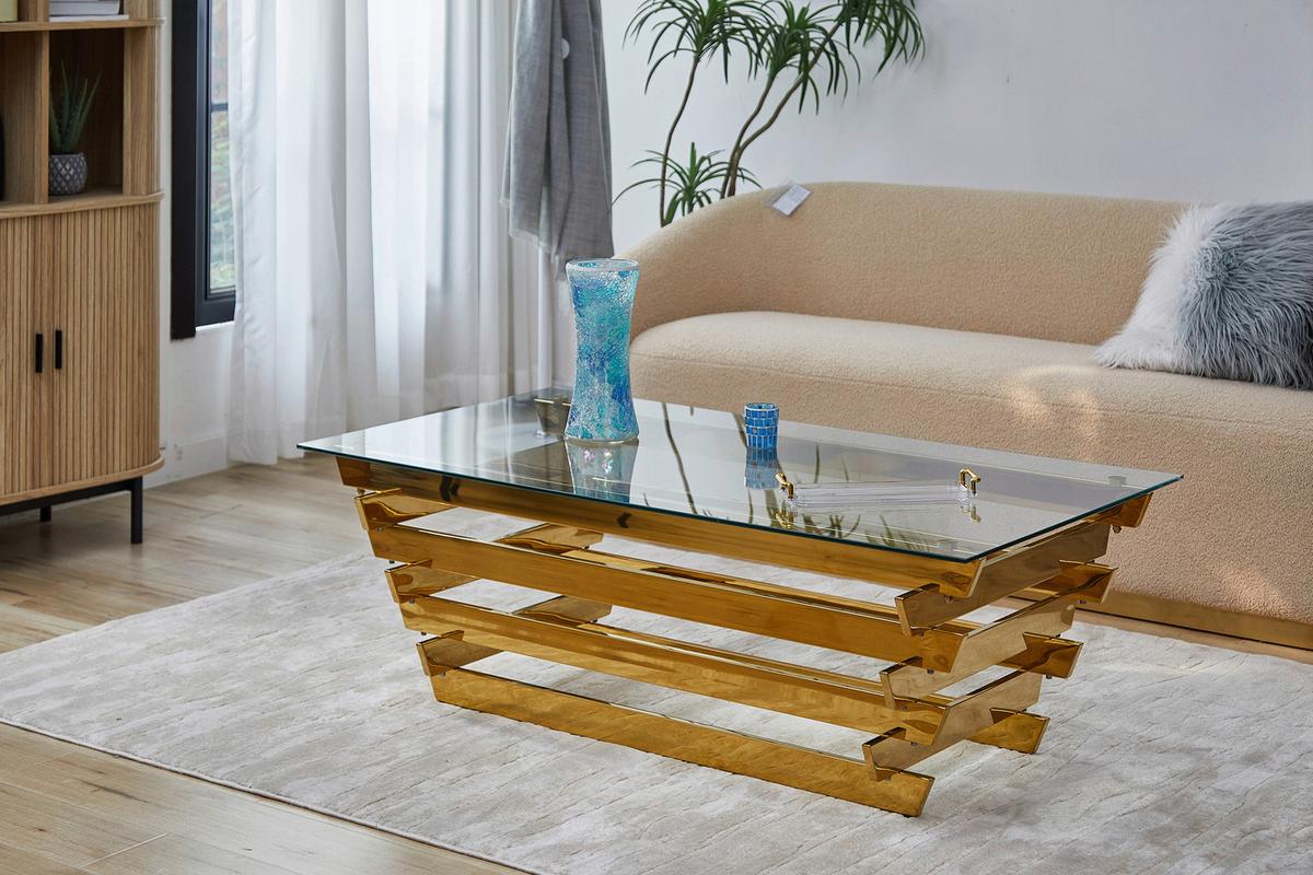 Couchtisch Goldfarben B: 70 Cm - Klar/Goldfarben, Design, Glas/Metall (130/70/45cm) - Livetastic