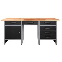 Werkbank Harry Stahl/Echtholz Anthrazit/Grau/Buche B: 160 cm - Anthrazit/Grau, Basics, Holz/Metall (160/85/60cm)