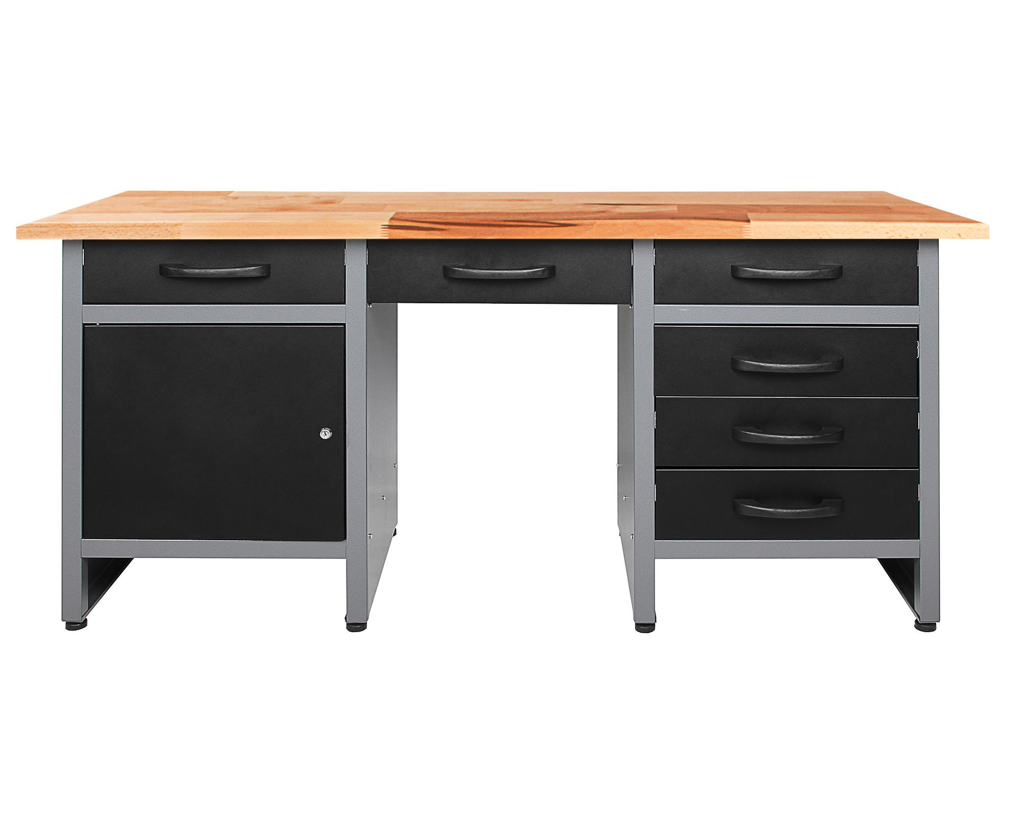 Werkbank Harry Stahl/Echtholz Anthrazit/Grau/Buche B: 160 cm