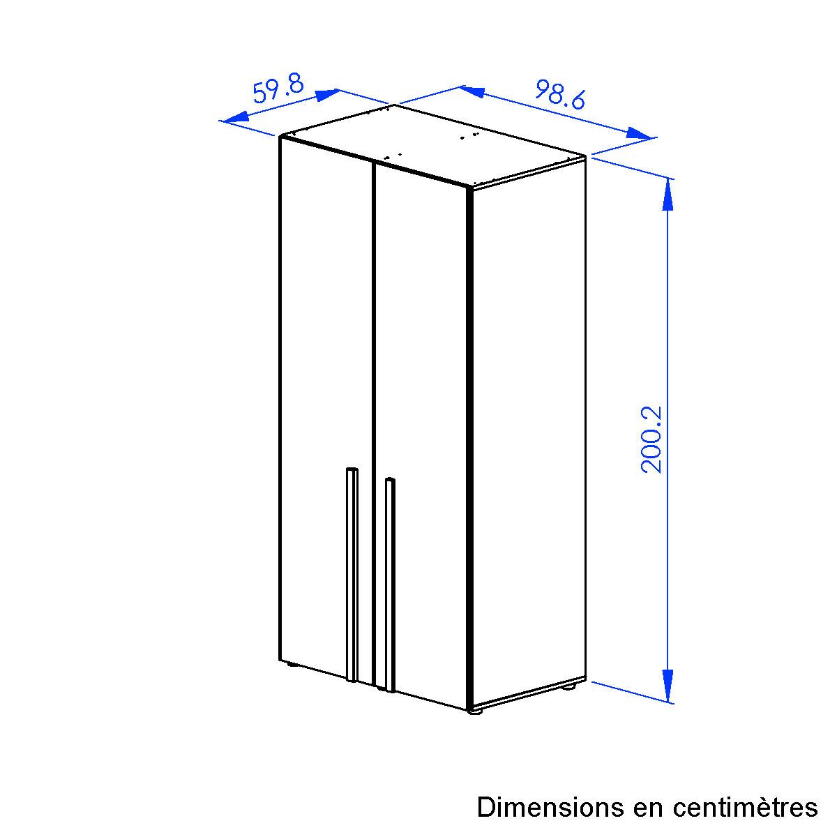 Kleiderschrank Nael 100 cm, Eichefarben - Eichefarben/Schwarz, Basics, Holzwerkstoff (100/200/60cm)