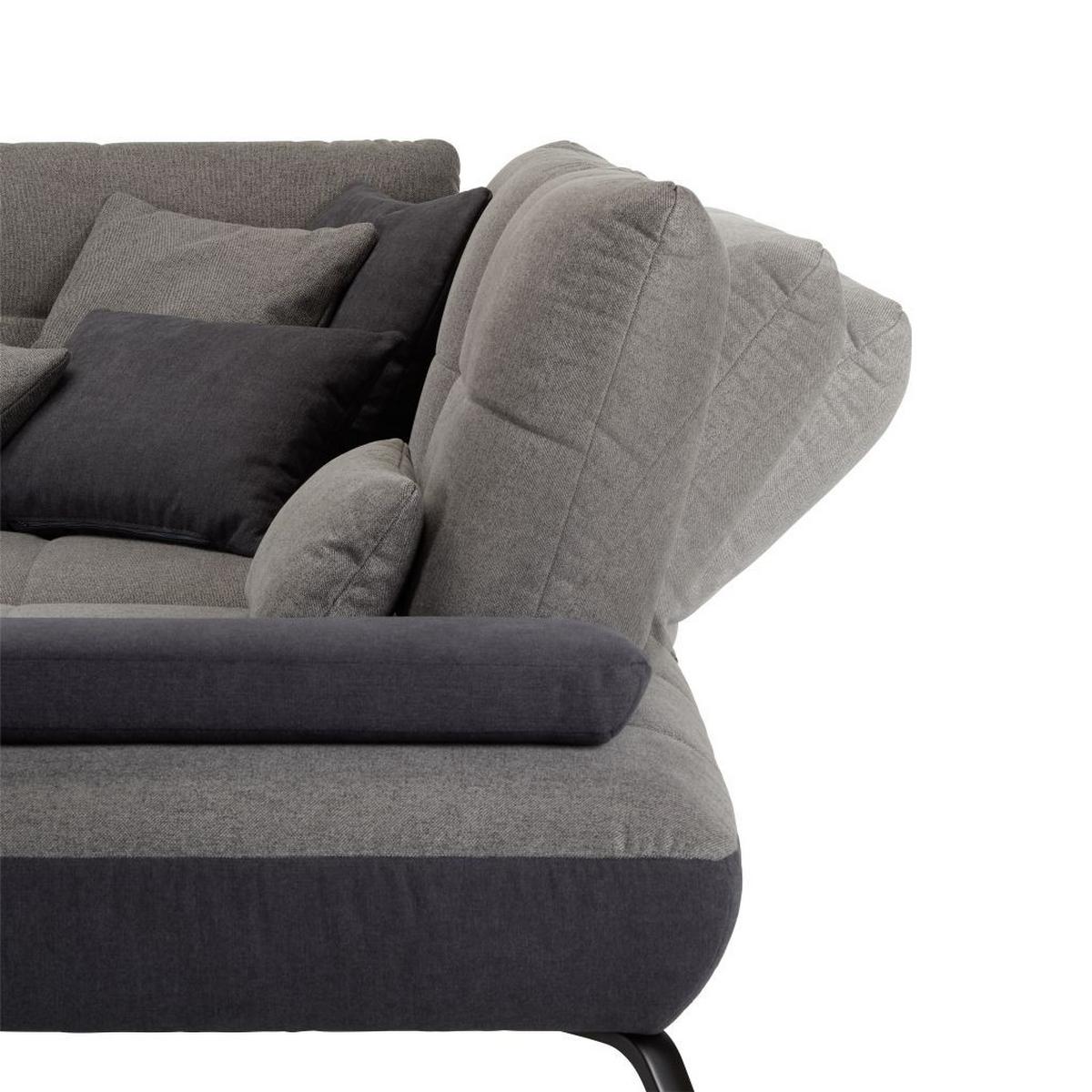 TRENDY, pravá, antracitová, s 3 bedrovými vankúšmi - čierna/antracitová, Modern, kov/kompozitné drevo (310/250cm) - Premium Living