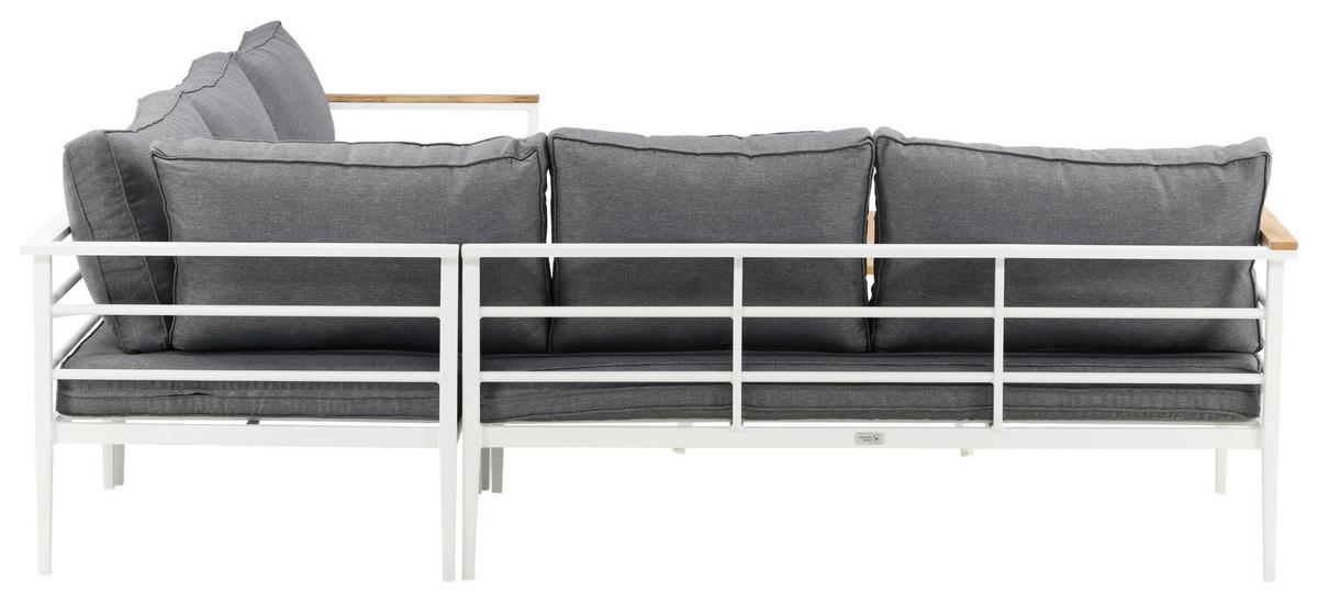 Loungegarnitur 2-Tlg Mexico Teakholz/Metall mit Kissen - Weiß, KONVENTIONELL, Holz/Metall (233/233cm) - Gardenson