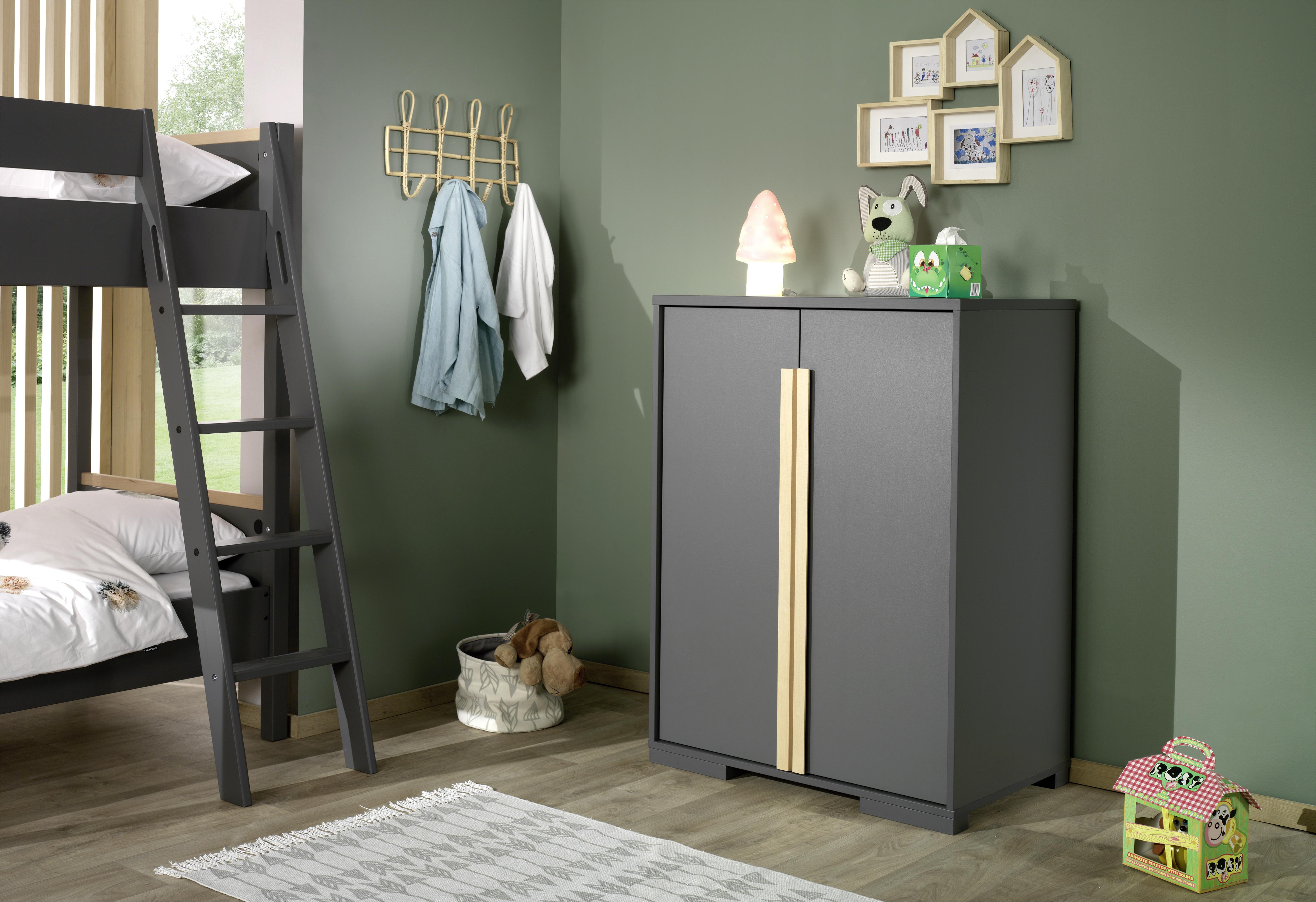 Kinderkleiderschrank London Anthrazit B: 86 Cm - Anthrazit, MODERN, Holzwerkstoff (86/116,2/56cm) - MID.YOU
