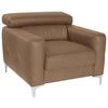 Polstersessel Sammy Hellbraun Leder - Chromfarben/Hellbraun, Design, Leder (99/78-92/106cm) - Livetastic