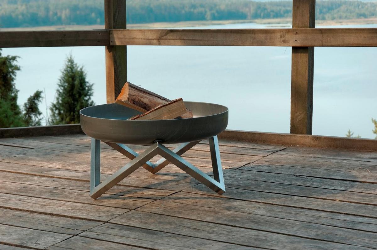 Feuerschale Design Z XXL LxBxH: 63x63x36 cm - Edelstahlfarben/Rostfarben, Basics, Metall (63/63/36cm)