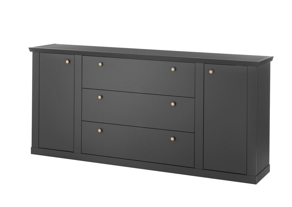 Sideboard Lincoln Schwarz/Eichefarben B: 205cm - Eichefarben/Schwarz, Design, Holzwerkstoff (205/92/42cm) - MID.YOU