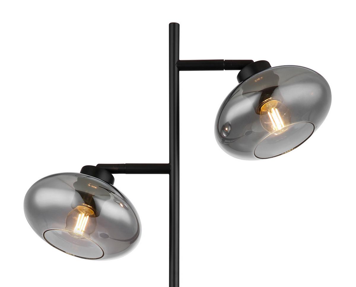 Stehlampe Schwarz Mit Fußschalter, Rauchglas - Schwarz/Grau, Design, Glas/Metall (48/25/150cm) - Globo