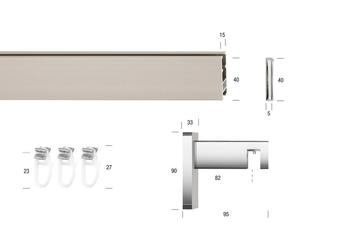 VORHANGSCHIENE FLORENZ 350 cm - Grau, Basics, Metall (350cm)