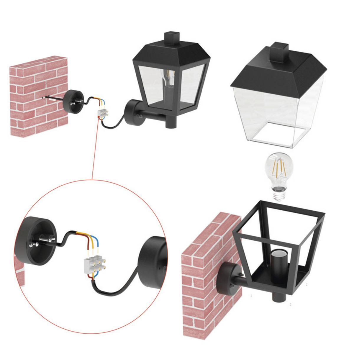 VONKAJŠIE LED SVIETIDLO ADENIA - čierna, Modern, kov/plast