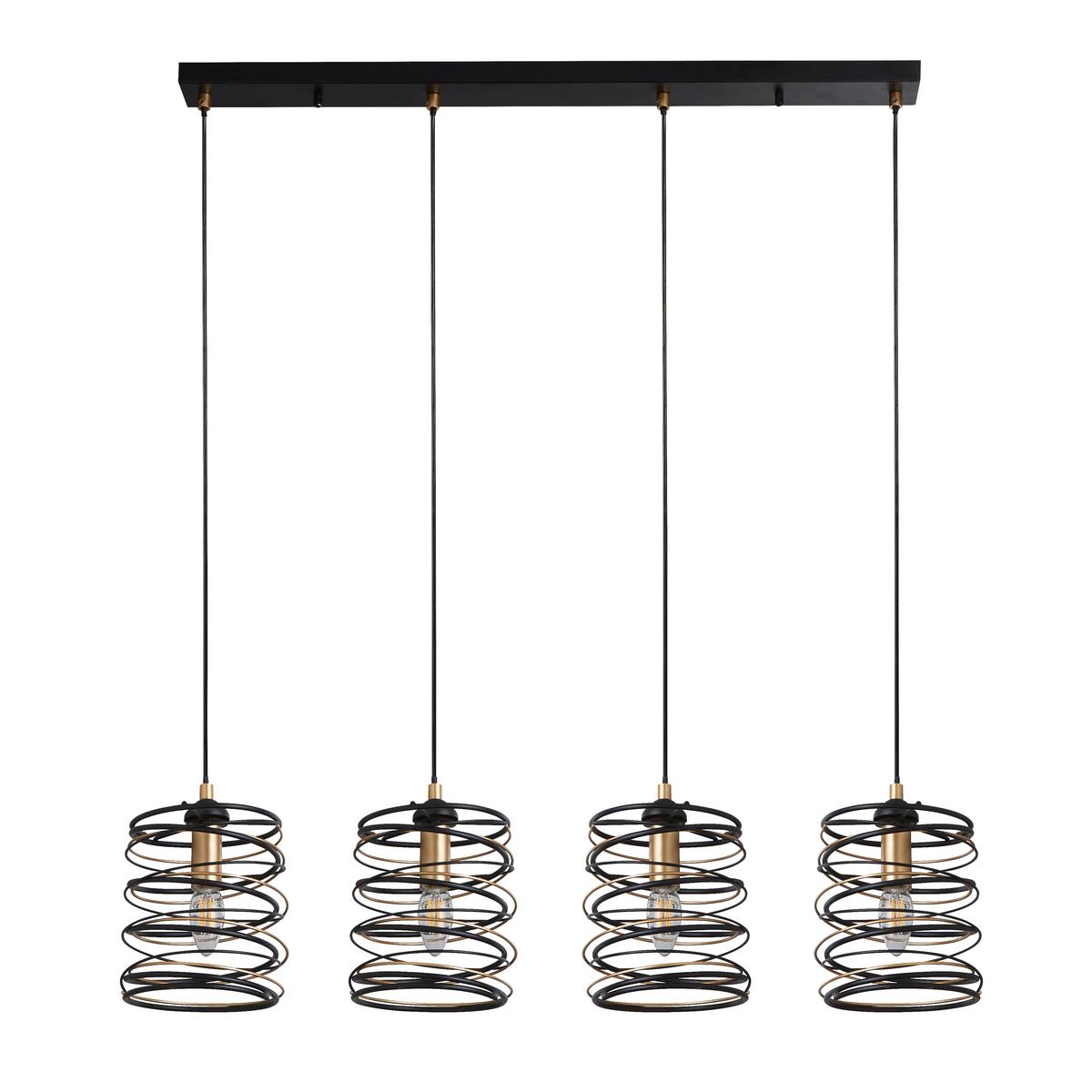 Hängeleuchte Spring H: 110 cm, 4-Flammig, Goldfarben/Schwarz - Goldfarben/Schwarz, Design, Metall (91/110/16cm)