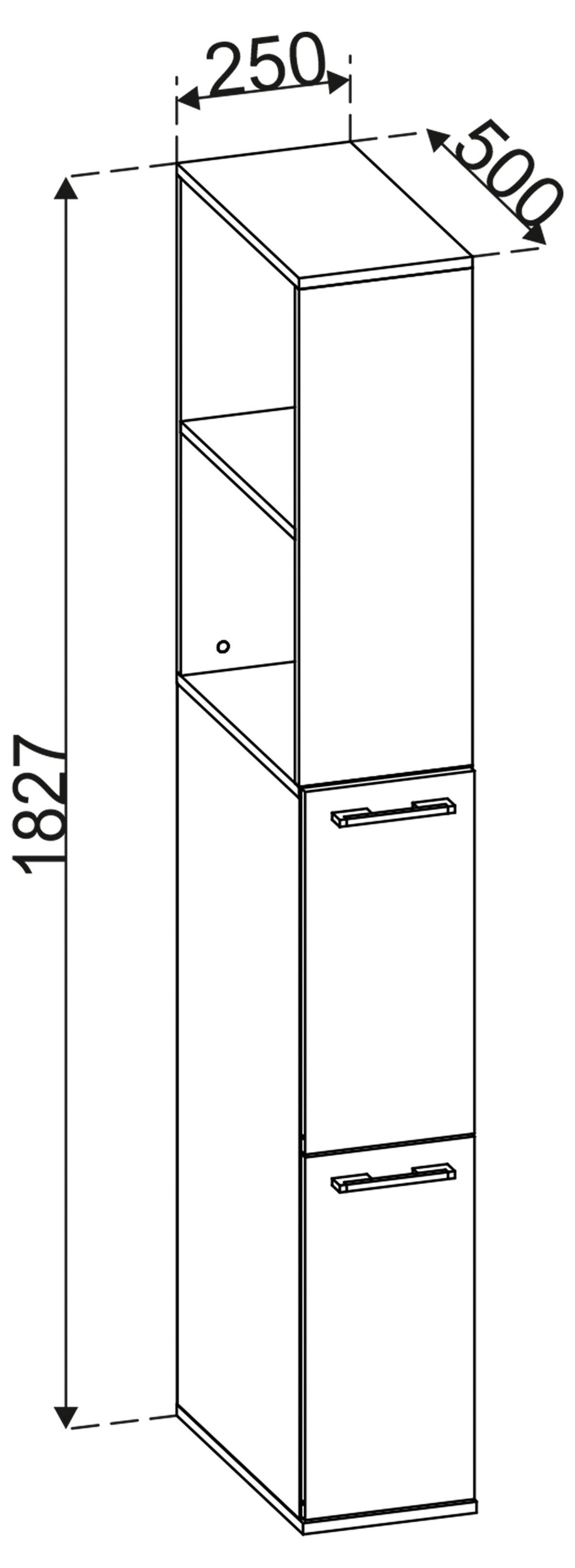 Hochschrank Sadilo XL - Anthrazit/Weiß, MODERN, Holzwerkstoff (25/183/50cm) - MID.YOU